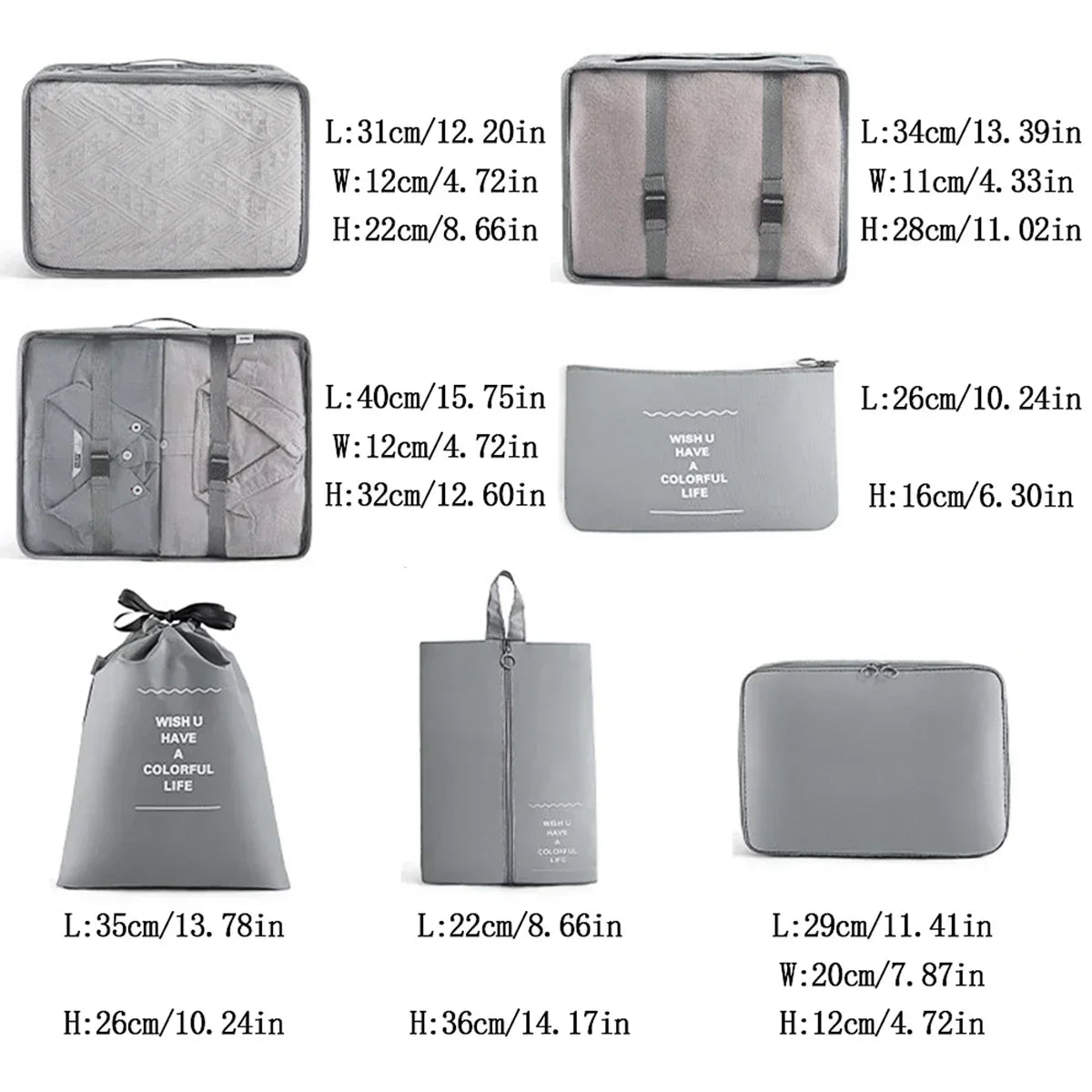 7-Piece Travel Packing Cube Set for Suitcase Organisation