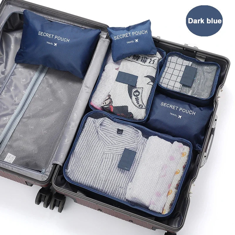 6-Piece Travel Packing Bag Set for Clothes & Shoes