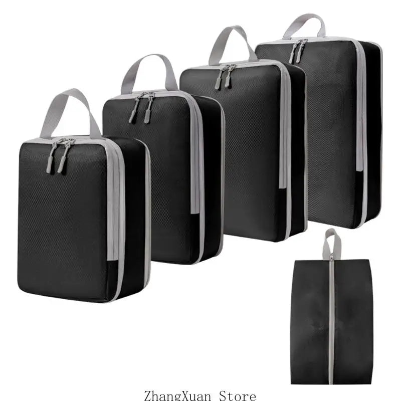 5-Piece Packing Cube Set with Separate Shoe Bag