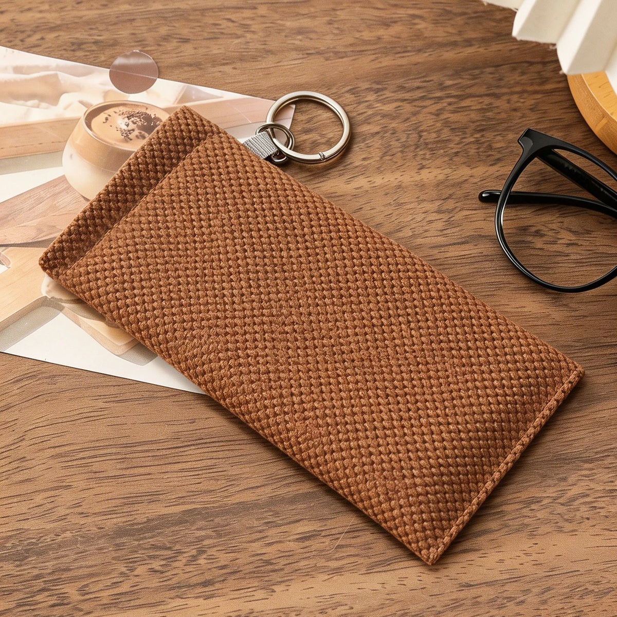 Soft Sunglasses Pouch with Keyring | Travel Glasses Sleeve