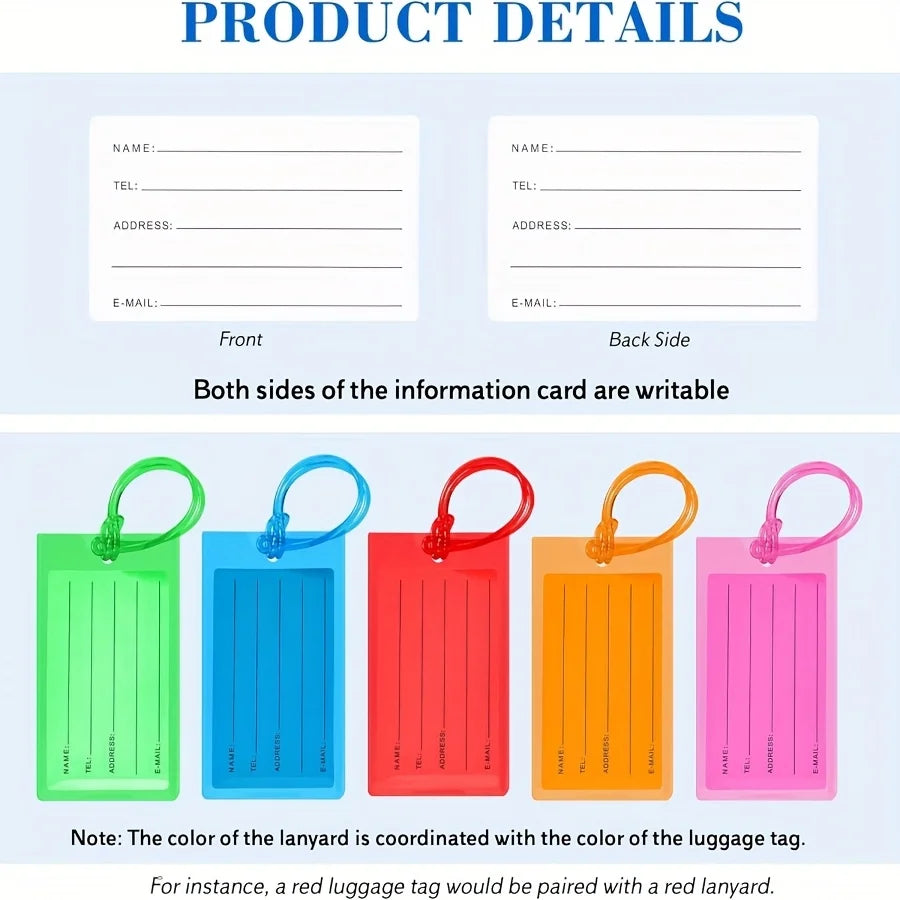 10-Piece Colourful Luggage Tags for Easy Bag Identification