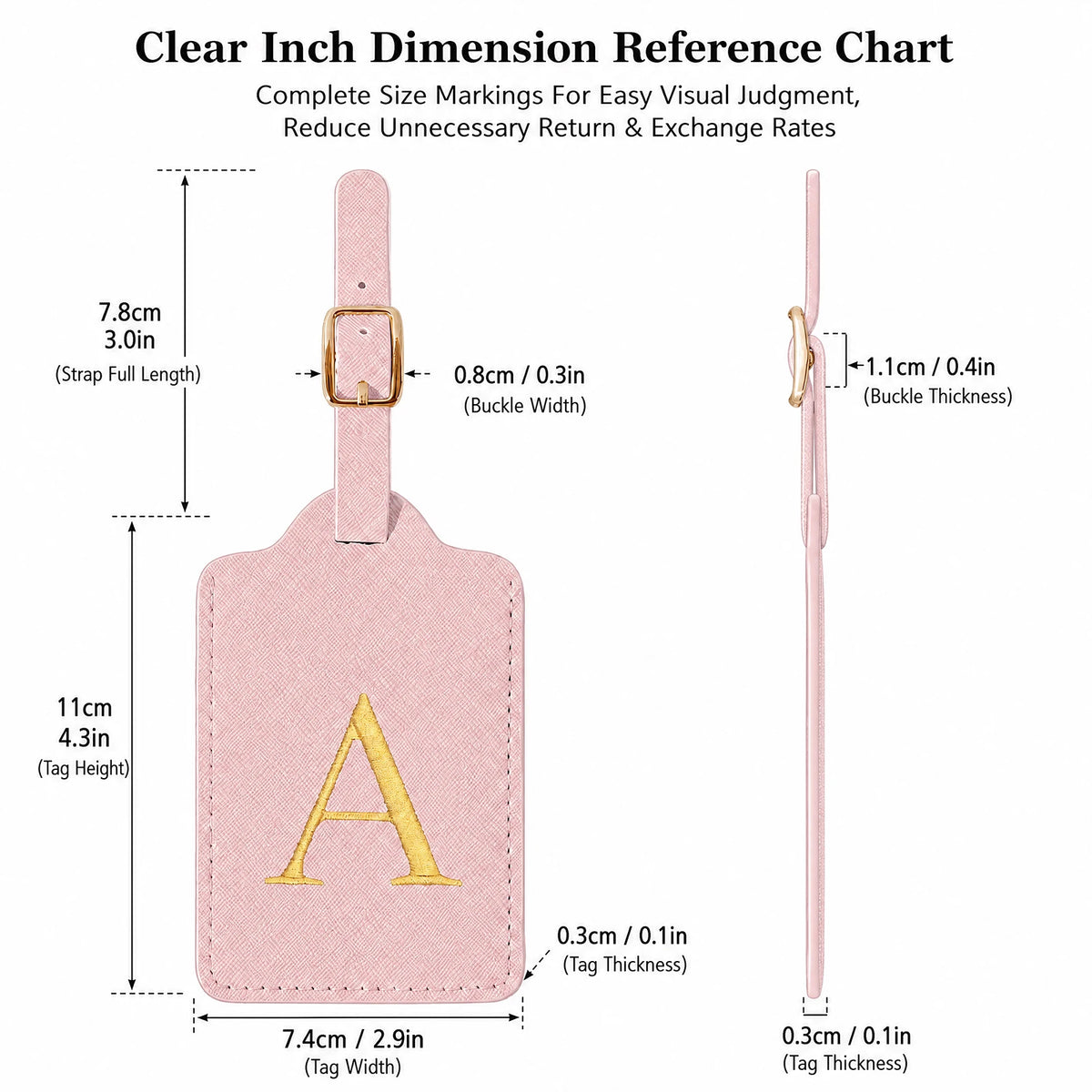 Pink Initial Luggage Tag | A–Z Letter Choices