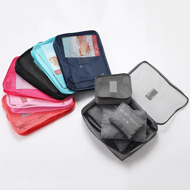 6-Piece Travel Packing Bag Set for Clothes & Shoes