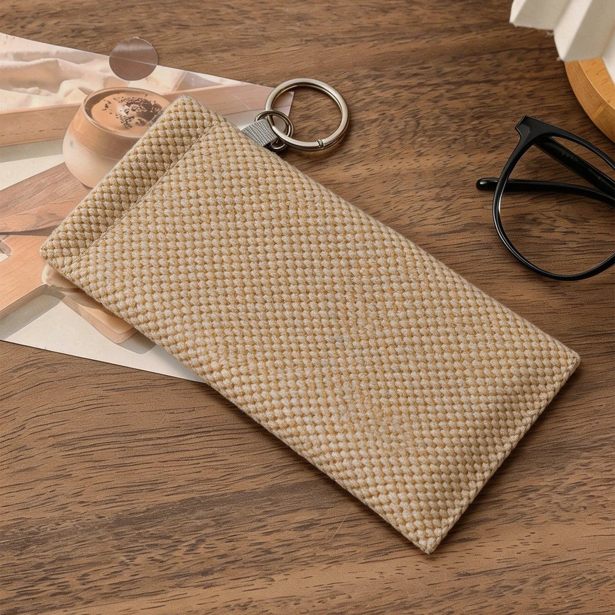 Soft Sunglasses Pouch with Keyring | Travel Glasses Sleeve