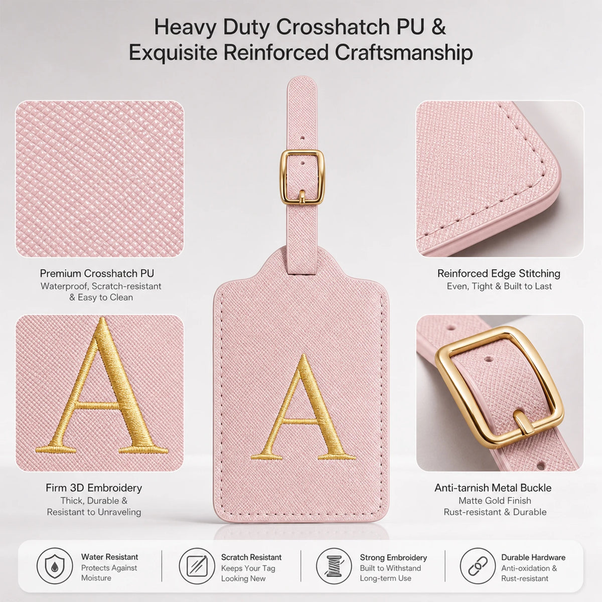 Pink Initial Luggage Tag | A–Z Letter Choices