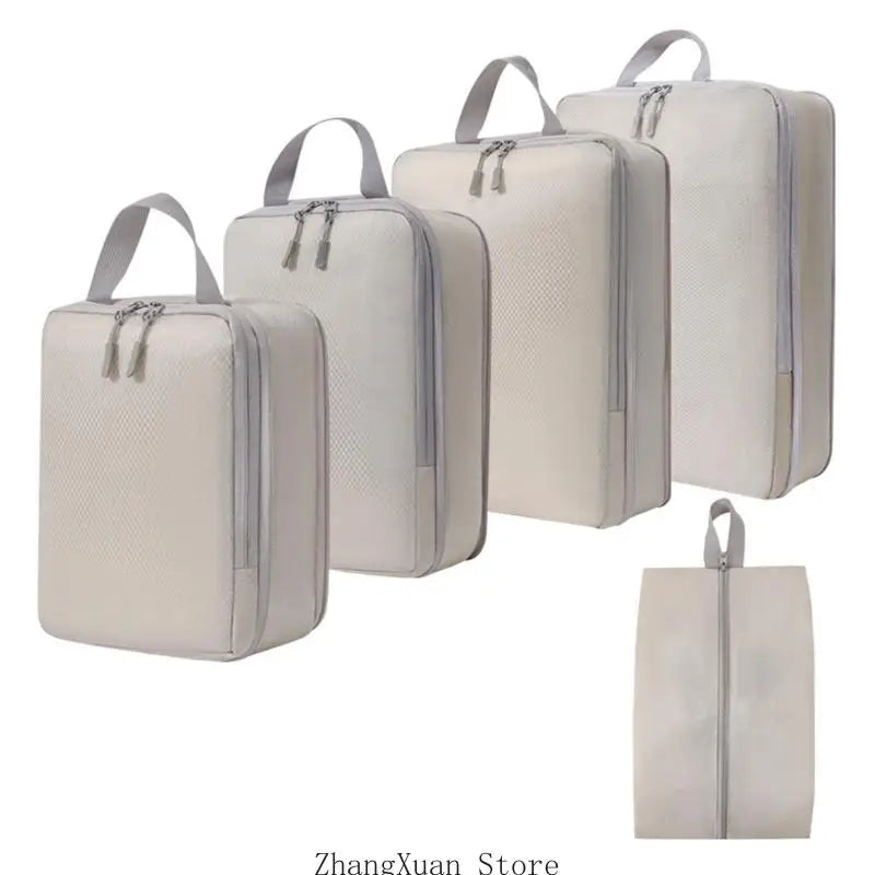 5-Piece Packing Cube Set with Separate Shoe Bag