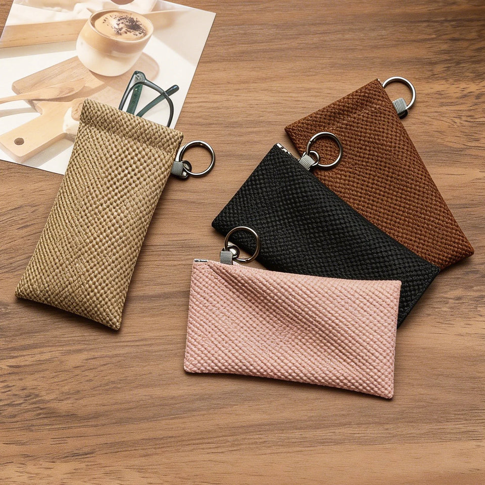Soft Sunglasses Pouch with Keyring | Travel Glasses Sleeve