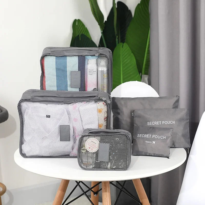 6-Piece Travel Packing Bag Set for Clothes & Shoes