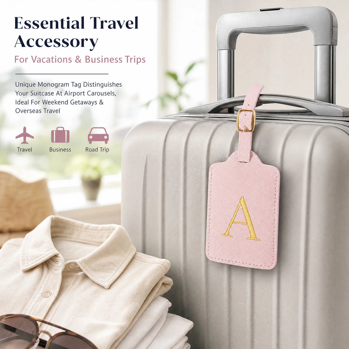 Pink Initial Luggage Tag | A–Z Letter Choices