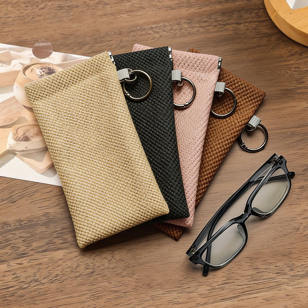 Soft Sunglasses Pouch with Keyring | Travel Glasses Sleeve