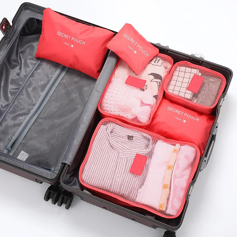 6-Piece Travel Packing Bag Set for Clothes & Shoes