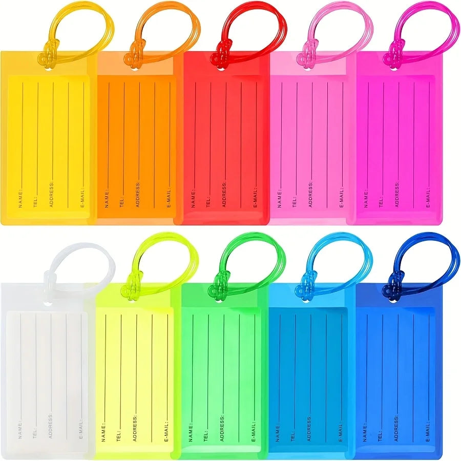 10-Piece Colourful Luggage Tags for Easy Bag Identification