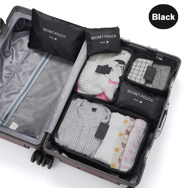 6-Piece Travel Packing Bag Set for Clothes & Shoes