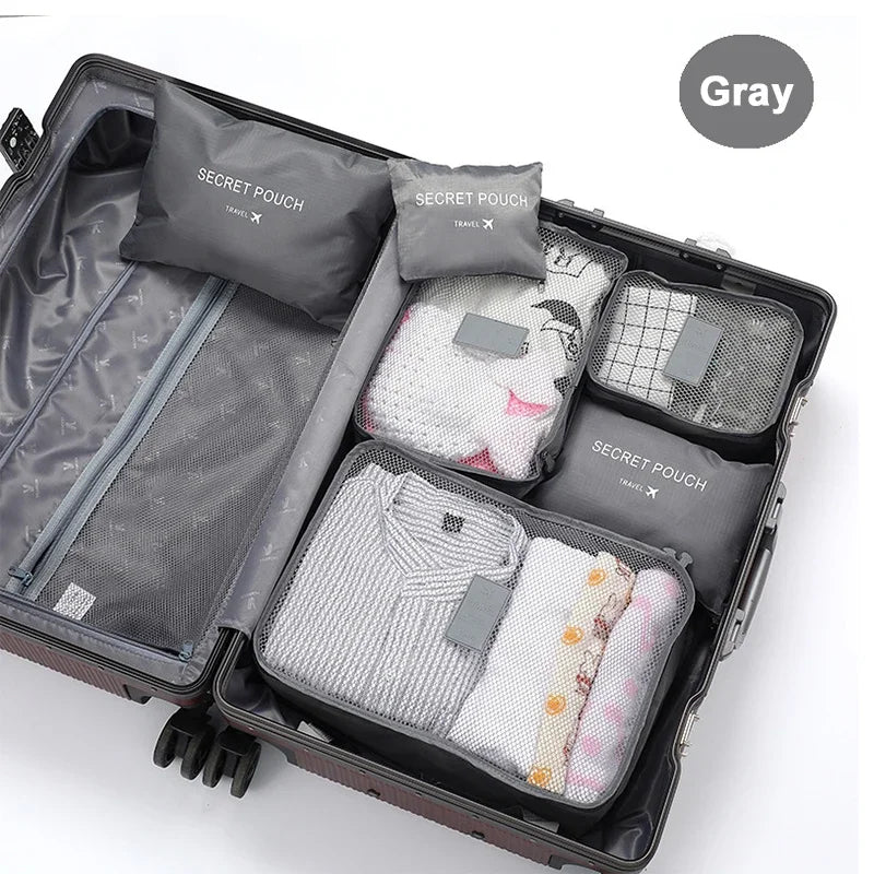 6-Piece Travel Packing Bag Set for Clothes & Shoes