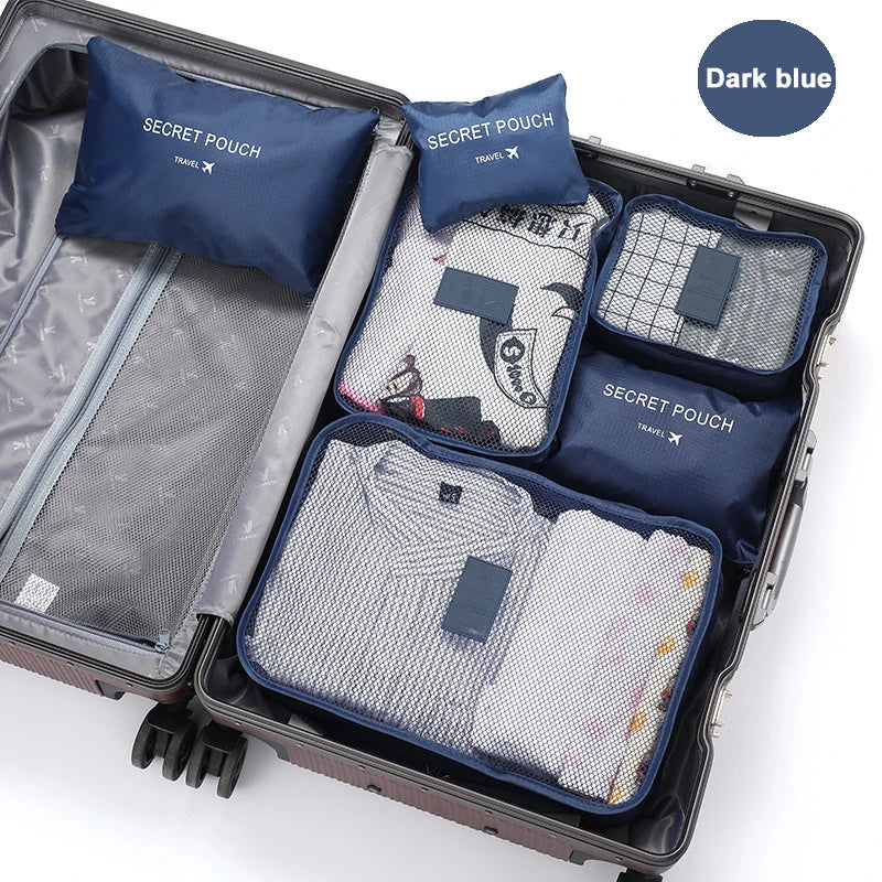 6-Piece Travel Packing Bag Set for Clothes & Shoes