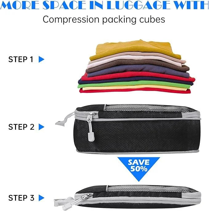 Expandable Mesh Packing Cubes for Suitcase Organisation