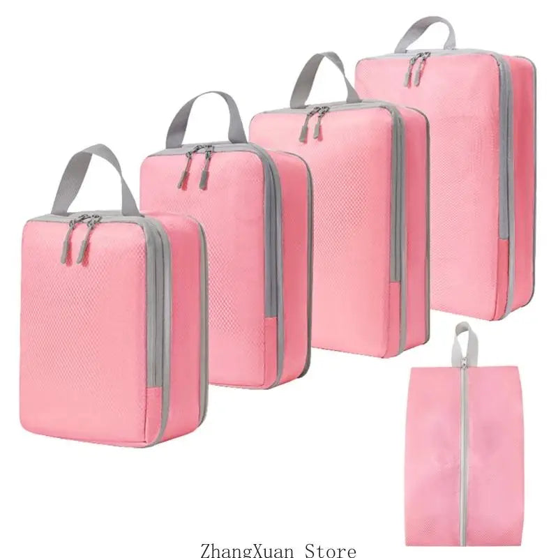5-Piece Packing Cube Set with Separate Shoe Bag